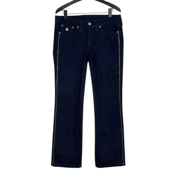 True Religion Disco Billy Rhinestone Straight Jean size 31 in Dark Rinse - Picture 1 of 7
